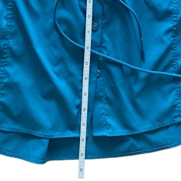 Athleta Women's Plus Levitate Poplin Collard Button Down Top Borealis Green - 1X - Picture 13 of 13